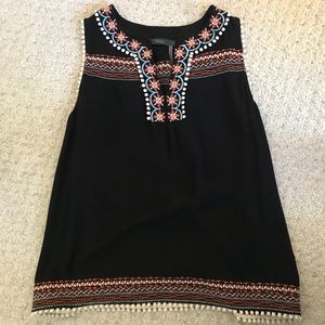 THML boho embroidered tank top